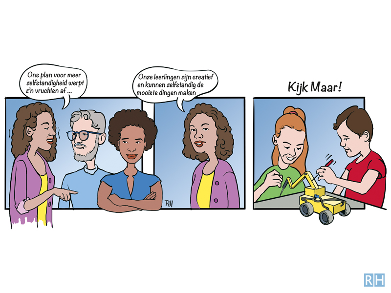 cartoon-illustratie, schoolboek